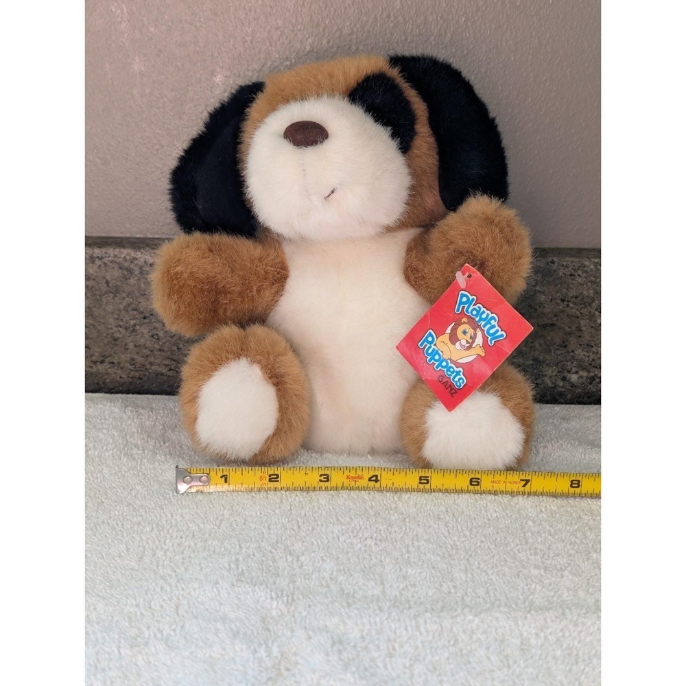 Vintage Ganz Playful Puppets Brown White Doodles Black Patch Eye Plush Rare 1997 - Picture 4 of 16